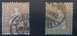 Sitzende Helvetia 36 + 36a mit Befund