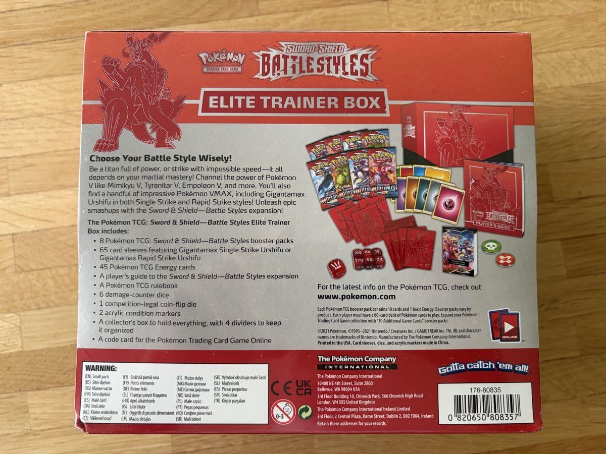 Pokémon Carte collezionabili: POKÉMON ELITE TRAINER BOX SWORD & SHIELD BATTLE STYLES NEU – Nuovo e nell'imballaggio originale da Buchs ZH venduto da Jay66 1