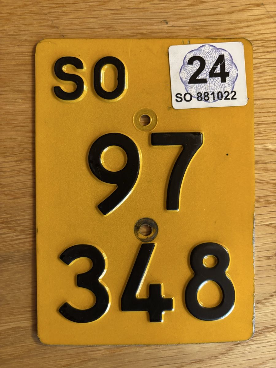 Puch Schilder: Mofanummer Nummernschild Mofa Töffli Solothurn SO 97 348 – Gebraucht aus Grosswangen von Jumbo1983