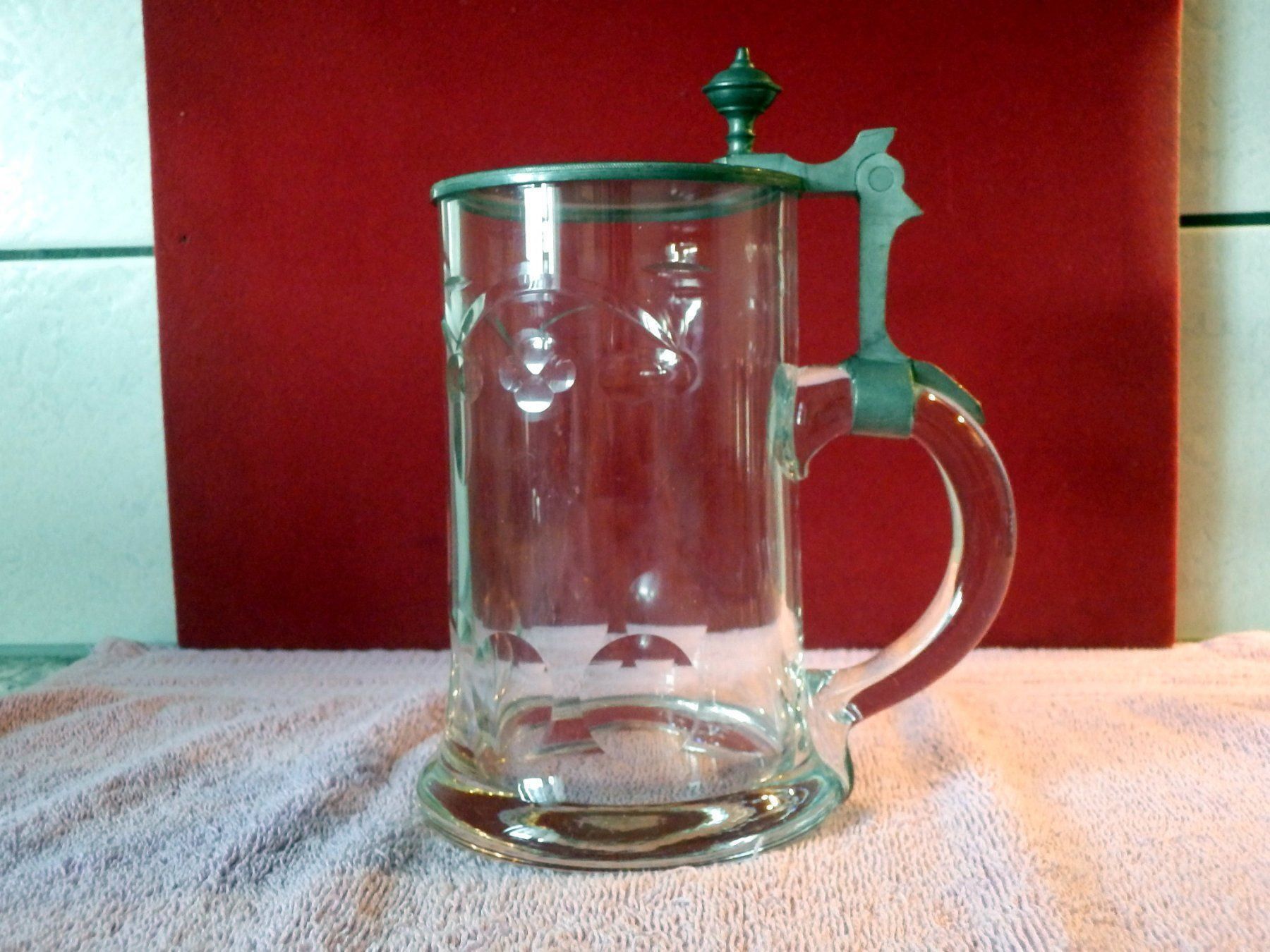 Gläser: Bierhumpen mit Henkel und Zinndeckel – Gebraucht aus Ueberstorf von dinbau 6