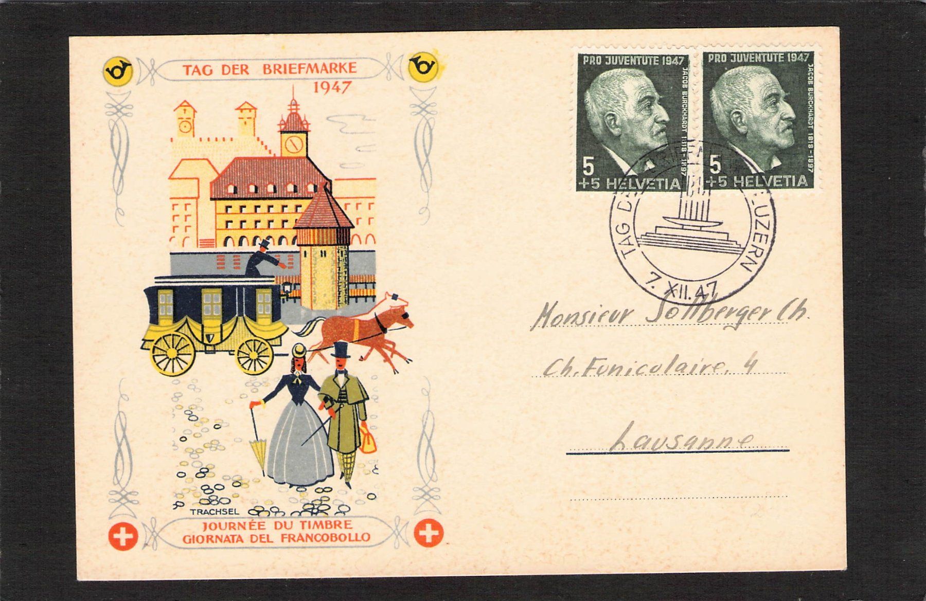 Tutti i francobolli: Tag der Briefmarke 1947 Bern – Usato da Reichenburg venduto da Pipo-67