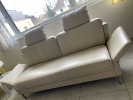 Beiges Einzelsofa Echtleder 3 Plätze neuwertig