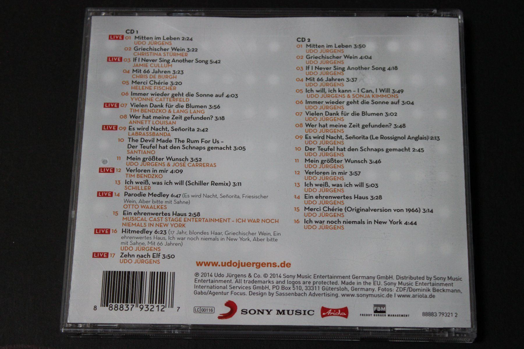 CDs: UDO JÜRGENS - MITTEN IM LEBEN 2CD 2014 – D'occasion à Tübach par JamesStone 2