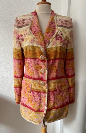 Veste Renzo en 100% soie, Taille 36-38, Motifs Floraux
