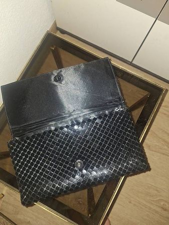 Elegante schwarze Glitzer Clutch Tasche mit Kettchen