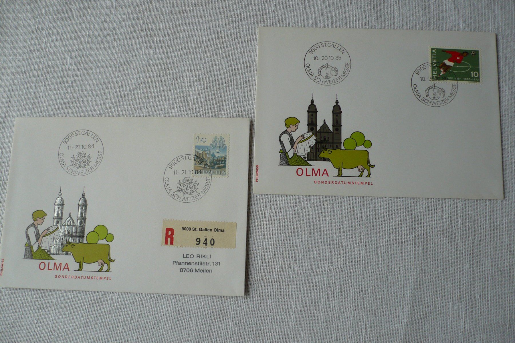 Tutti i francobolli: 1984 - 85 2 Belege OLMA – Usato da Zürich venduto da saltandpepper008