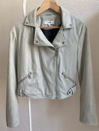 Veste biker bleu clair effet daim Zebra, t.M/38