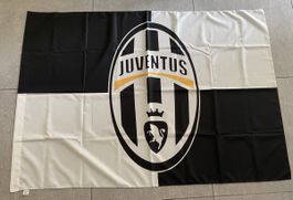 Juventus Fussball Flagge schwarz weiss neu