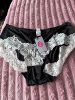 Schwarzer Slip mit Spitze, Gr. XL (46-48), Neu mit Etikett