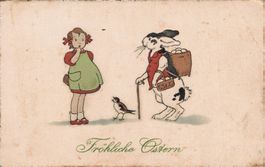 Antike Osterkarte, gelaufen 1923,