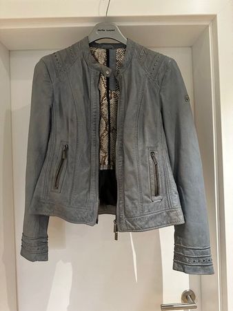 Schöne Lederjacke - grau-bläulich - Gr. 38 - gebraucht