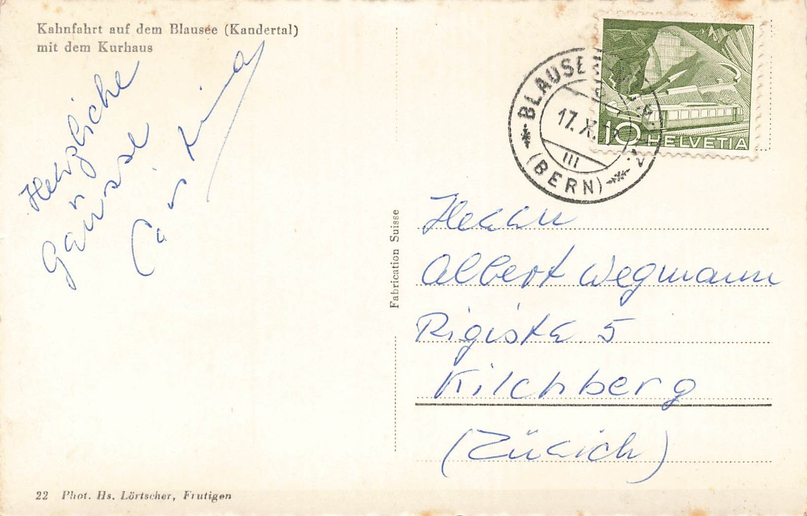 Ansichtskarten: Blausee (BE) Kahnfahrt auf dem See – Gebraucht aus Biasca von Blenio71 1