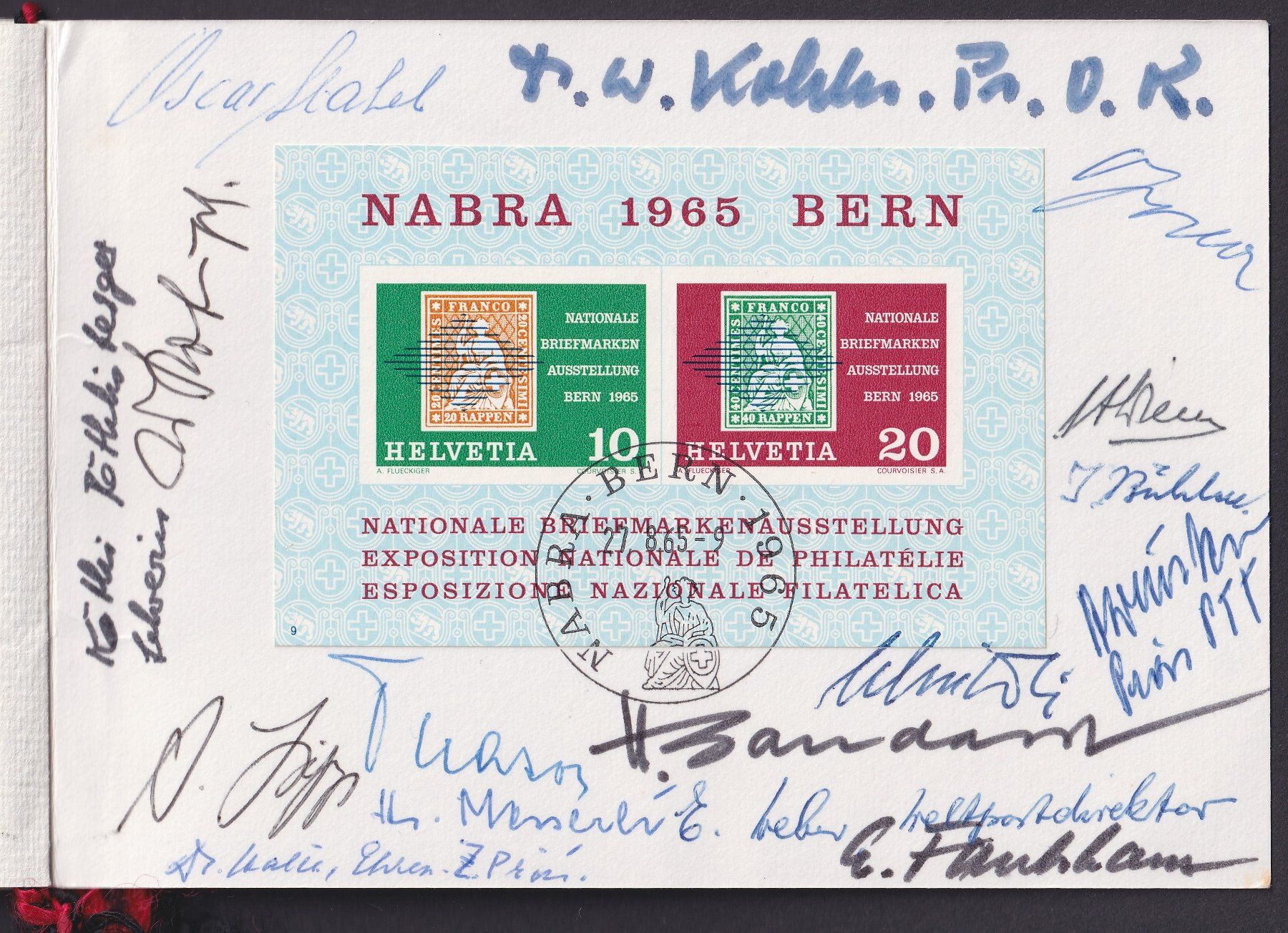 Alle Briefmarken: W43 NABRA Block BERN, Folder mit Unterschriften, LP – Gebraucht aus Ebikon von SilvioFreund 1