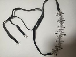 Swarovski choker Halskette mit schwarzem Band zum binden 