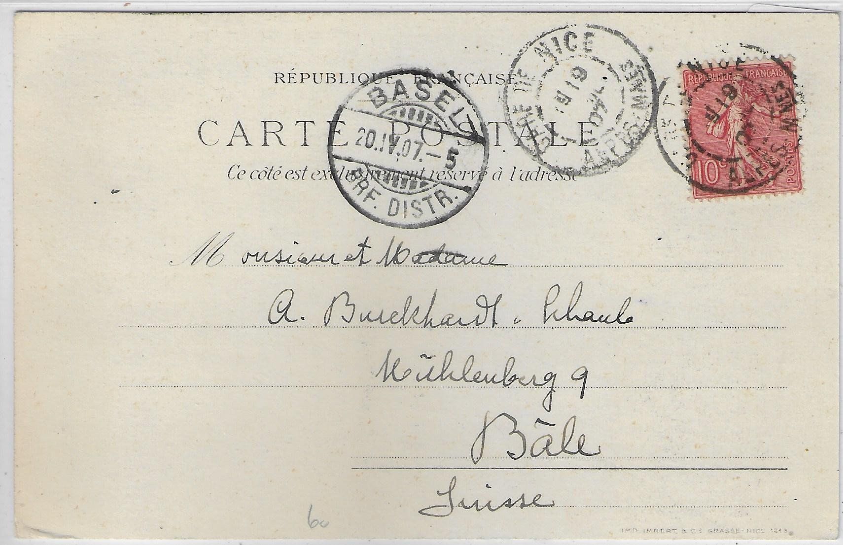 Cartoline postali: Nice - Hotel de Berne (Bernerhof) Litho – Usato da Ettingen venduto da Kartenplanet 1