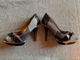 Graceland High Heels Gr. 37 schwarz/grau kariert