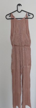 & Other Stories Metallic Pleated Rose Gold Blush Jumpsuit
