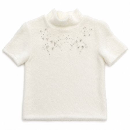 Zara Kunstfell Top mit Perlen