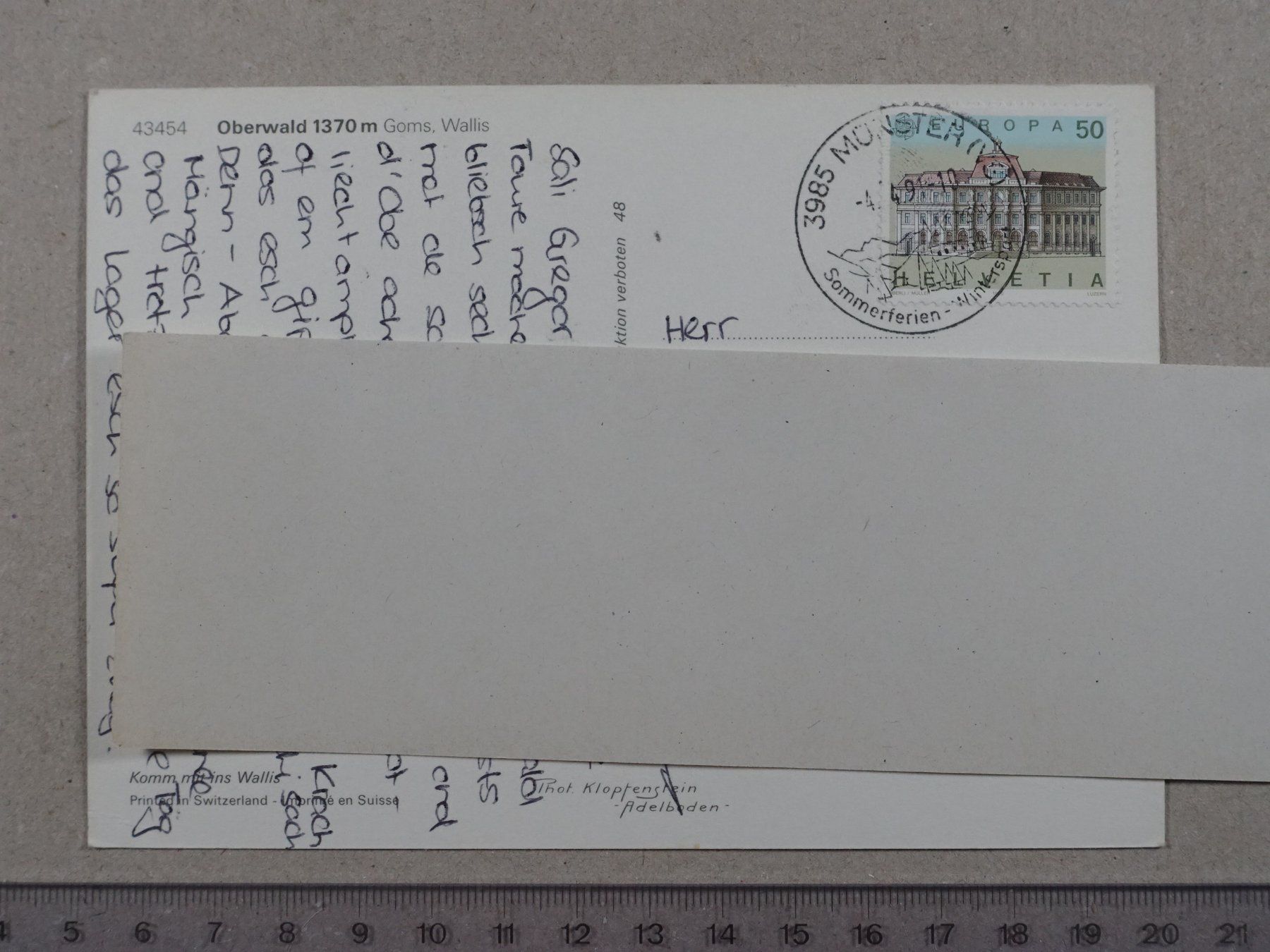 Cartoline postali: Oberwald, 1991 – Usato da Lenzburg venduto da fh1 1