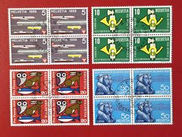 WERBE SATZ 343 - 346 VIERERBLOCK PRO FAUNA CALVIN 1959 ET