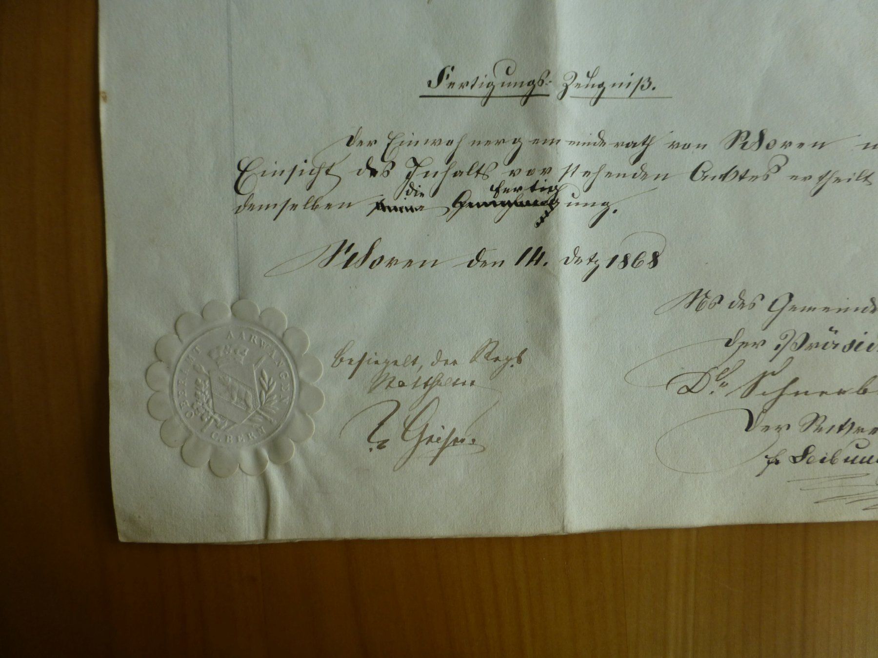 Documenti: Langenthal/ Schoren, 2. März 1869 – Usato da Bettlach venduto da 1saurer 4