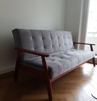 Modernes Bettsofa Ugo grau mit Holz (B 190 T 85 H 81 cm)