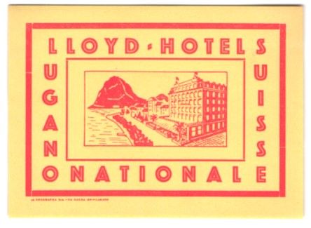 Altre raccolte & rarità: Kofferaufkleber Lugano, Das Lloyd-Hotel  – Usato da Berlin venduto da bartko-reher 1