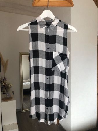 MOODO chemise sans manche à carreaux noir et blanc M