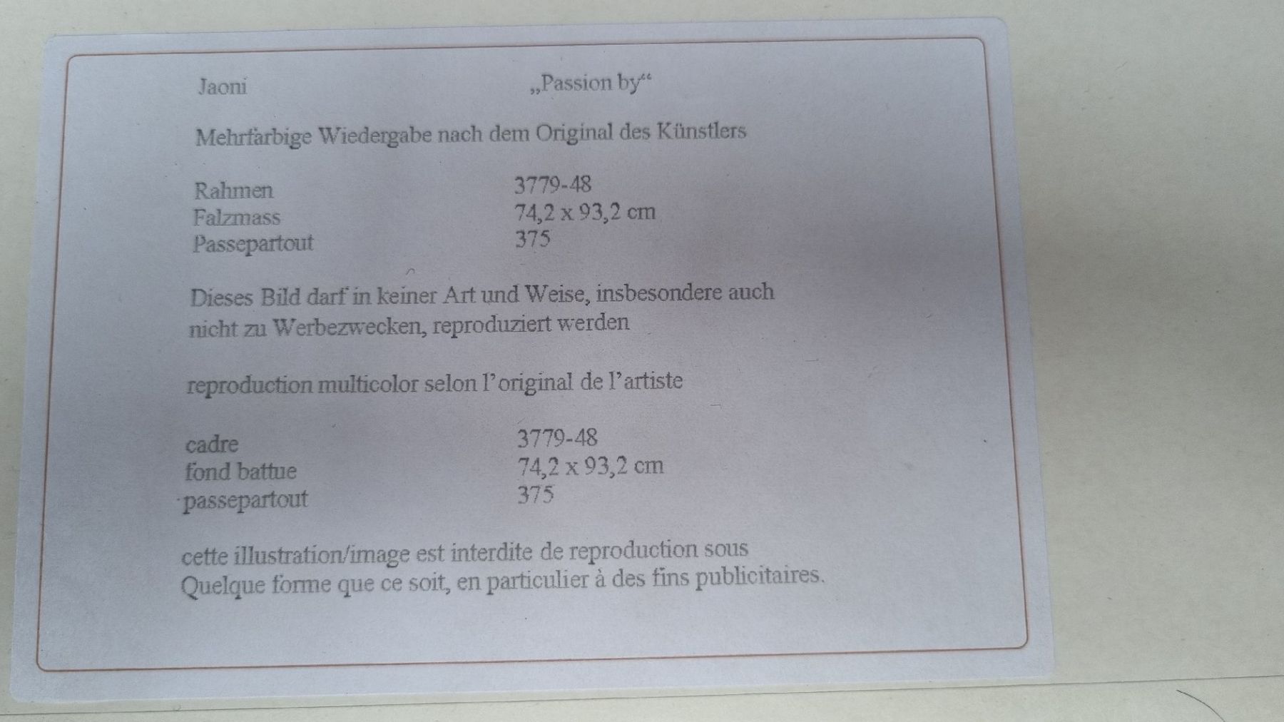 Foto & Immagini: Kunstdrucke ( Bild) von Jaoni – Usato da Moosseedorf venduto da wau69 1