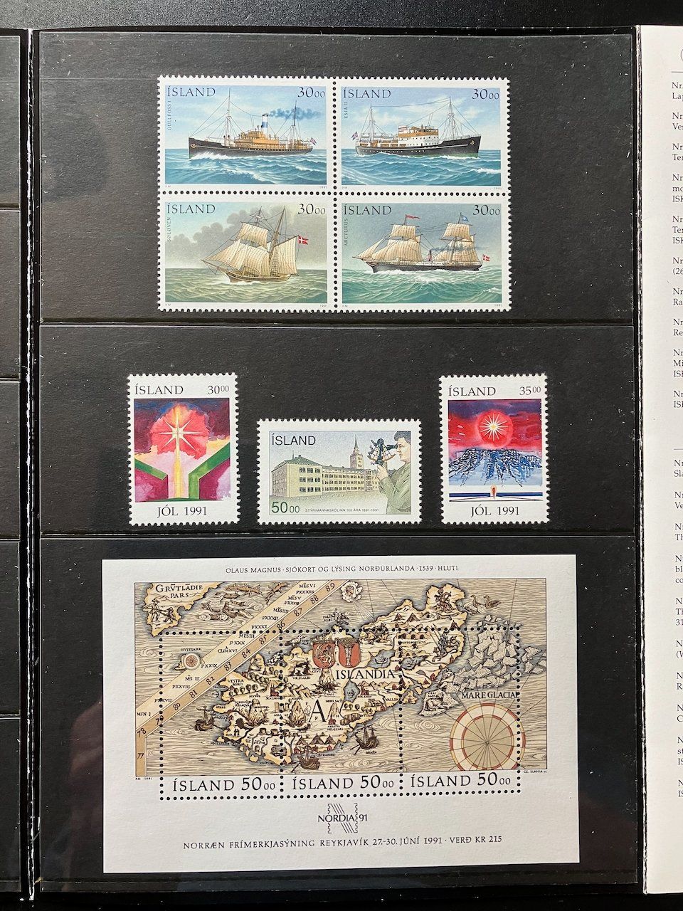 Alle Briefmarken: Island Jahresset 1991 postfrisch – Gebraucht aus Nesslau von zueri6 3