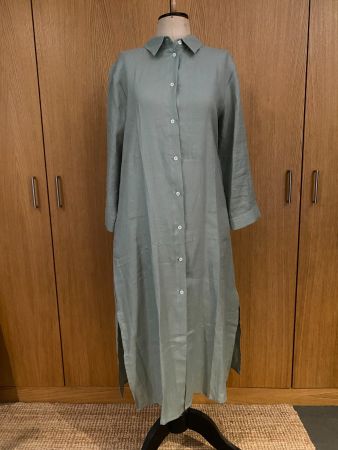 Schönes Leinen-Hemdkleid Gr. 40 | Salbeigrün