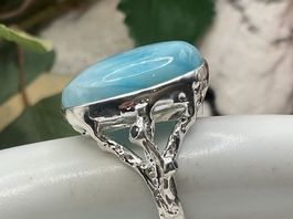 Larimar Ring, 925 Silber, Handarbeit, Grösse 56, Top!