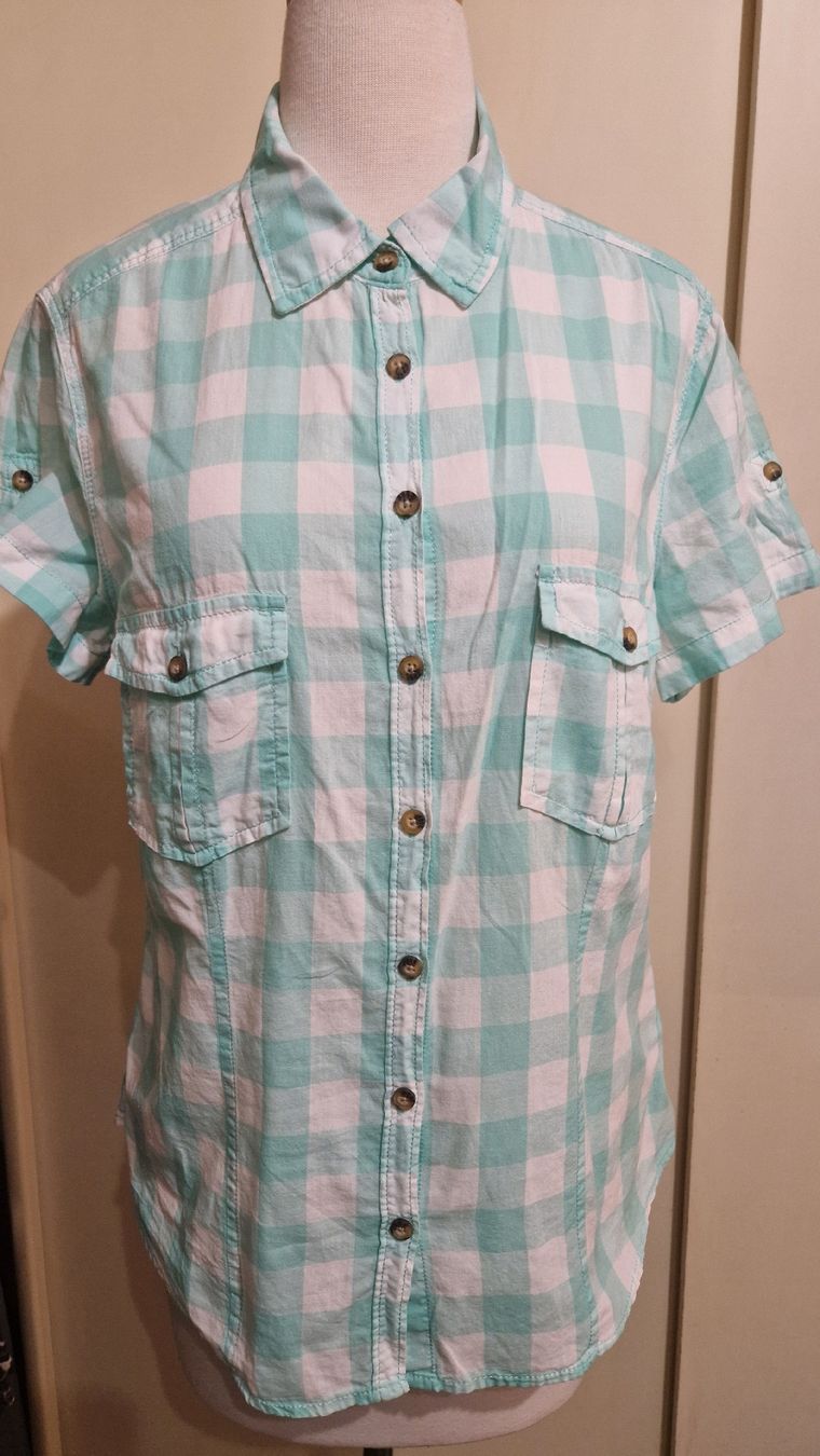 H&M Camicette: Sommerbluse, türkis-weiss kariert, Gr. 44 – Nuovo (secondo la descrizione) da Oberengstringen venduto da Sheera7