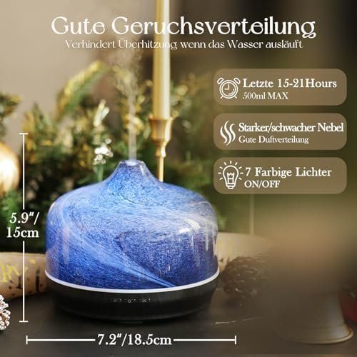 Luftbefeuchter: Aroma Diffuser 500ml Handgeblasen Glas Luftbefeuchter Öle – Neu und originalverpackt aus Hundwil von Stallone5 3