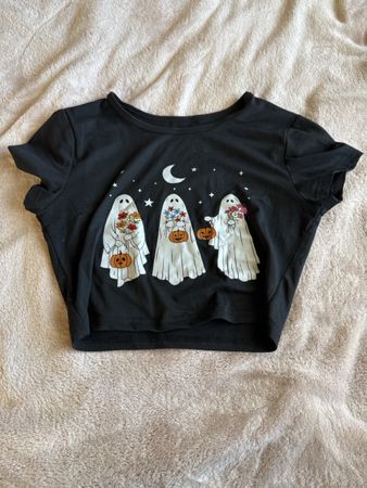 Gruselig-süsses Halloween Crop Top Gr. M Geister Motiv 👻🎃