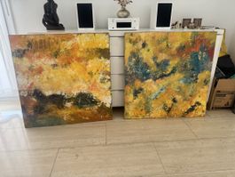 Zwei schöne abstrakte Acryl Bilder