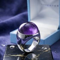 Edler Designer Silberring 925 mit grosser Amethyst  - Neu