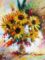 Modern Art - Vase mit Sonnenblumen