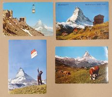 4 Ansichtskarte Zermatt - mit diversen Hotelstempel