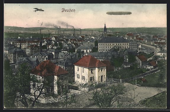 Foto & Poster: Deuben, Teilansicht mit Flugzeug und Zep – Usato da Berlin venduto da bartko-reher