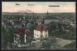 Deuben, Teilansicht mit Flugzeug und Zep