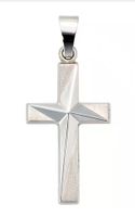 Kreuz, 375 Weißgold teilmattiert, Unisex mit kette s925