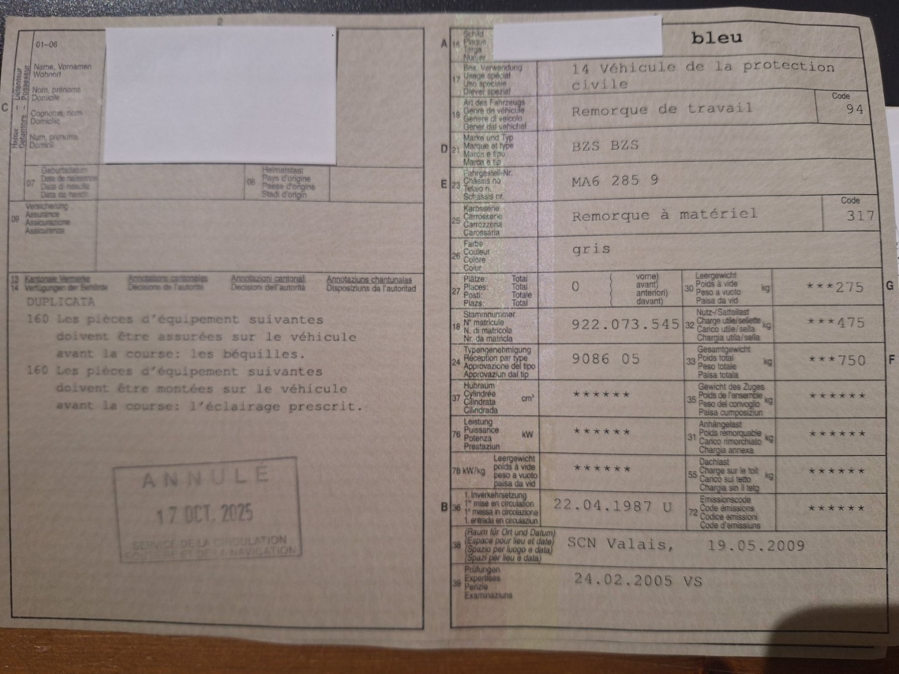 Rimorchi: Remorque PC avec carte grise – Usato da Nods venduto da Lr27 5