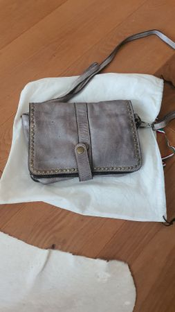 Umhaengetasche Bayside Nation Leder Grau Italia nie getragen