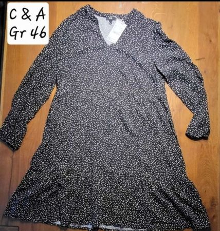 C&A Kleid Punkte Schwarz Weiss Grösse 46