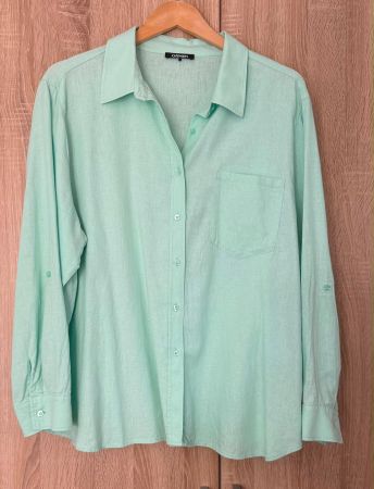 Marke Olsen mint grün Leinen Bluse Grösse 46