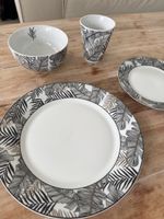 Geschirr-Set mit Blätter Design, 4-teilig