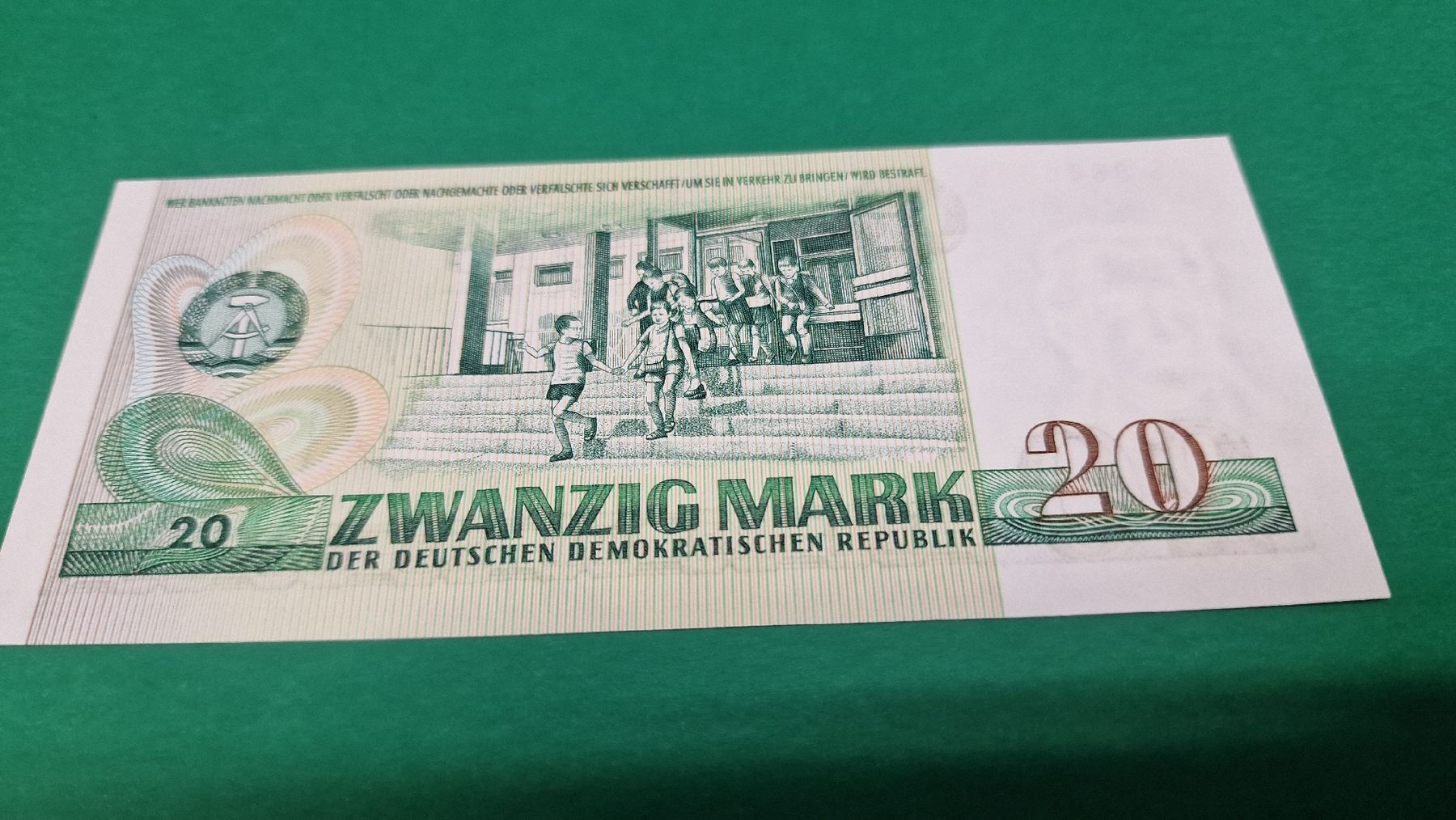 Banconote: Banknote DDR 20 Mark 1975  – Nuovo e nell'imballaggio originale da Herisau venduto da Antiques.AR 1