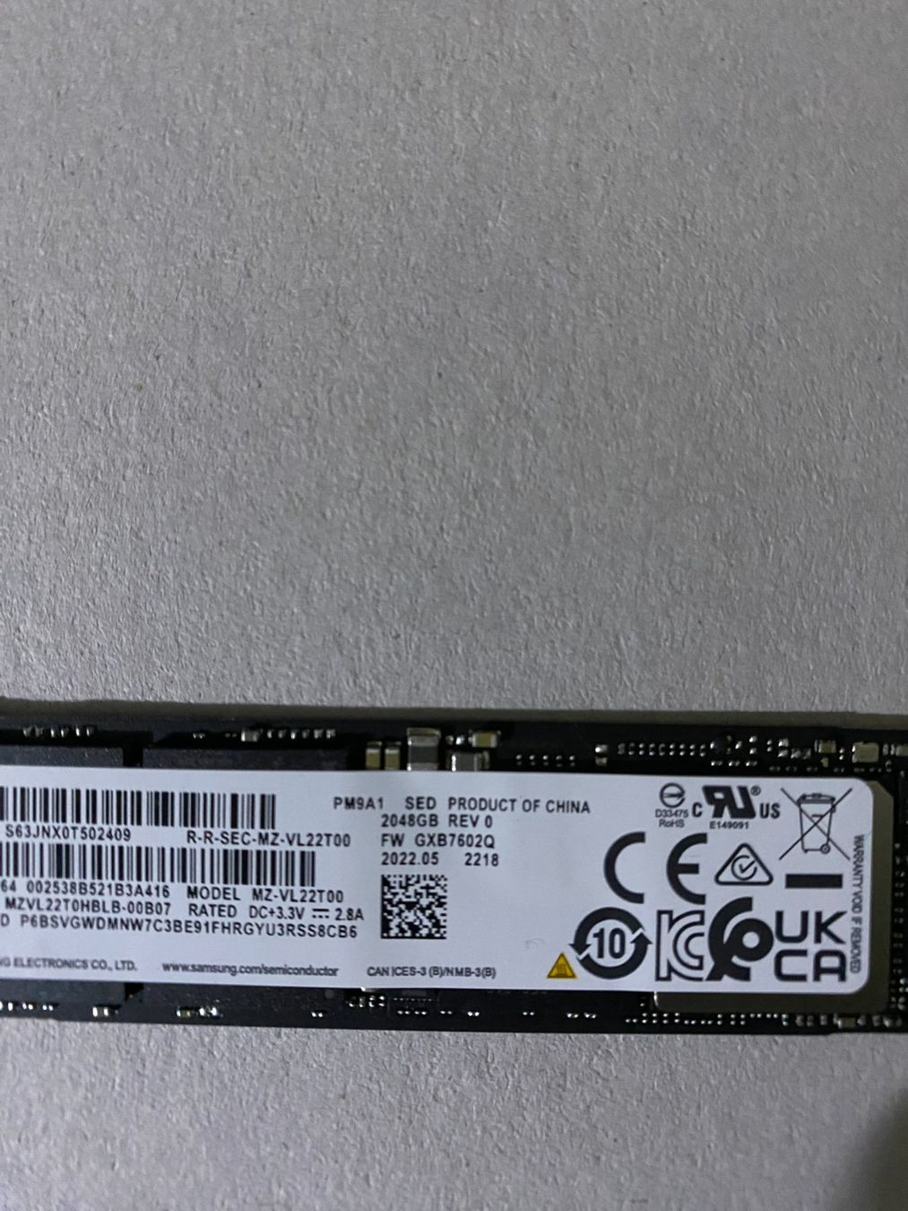 Samsung Harddisks: Samsung SSD PM9A1a M.2 2280 NVMe 2 TB – Gebraucht aus Bülach von samang 2