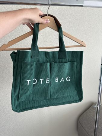 Tasche Stoff dunkelgrün mit Aufdruck TOTE BAG Neu